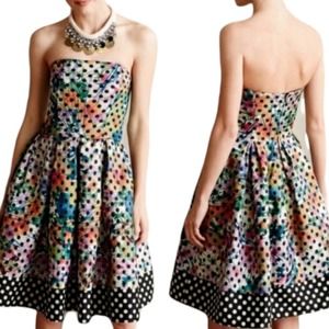 NWT Anthro Lavendel Polka Dot Strapless Dress Multi-Color Size 0